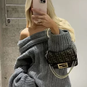 Fashion Off Shouler Loose Sweaters Women Autumn Winter Streetwear Long Sleeve Chic Jumpers Office Lady Knitted Pullover Tops