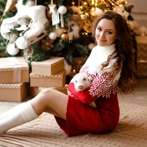 Merry Christmas Turtleneck Red Sweater Women 2025 Slim Fit Long Jumper Dresses Festival Party Snowflake Knitweat Pullover Tops